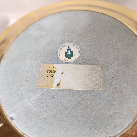 VINTAGE Partylite "Tuscany Lamp" Gold Leaf & Etched Grapes With Gold Pillar Base - Picture 12 of 13